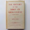 History of the Abbey of Aberconwway Hays (2) Front view of a cream paper dust jacket with bold red lettering reading "THE HISTORY OF THE ABBEY OF ABERCONWAY 1186-1537 BY RHYS W. HAYS"