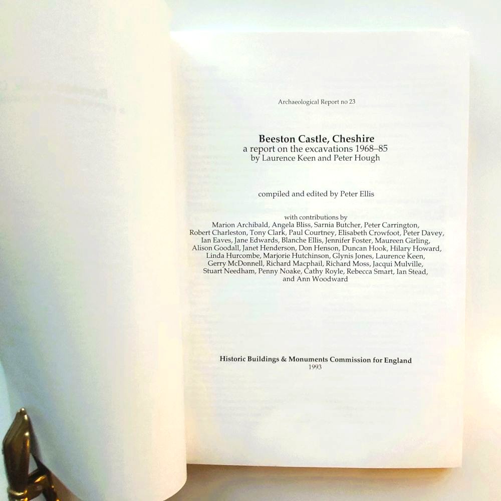 Title page of the 1993 English Heritage monograph "Beeston Castle, Cheshire: A Report on the Excavations 1968–85" edited by Peter Ellis,